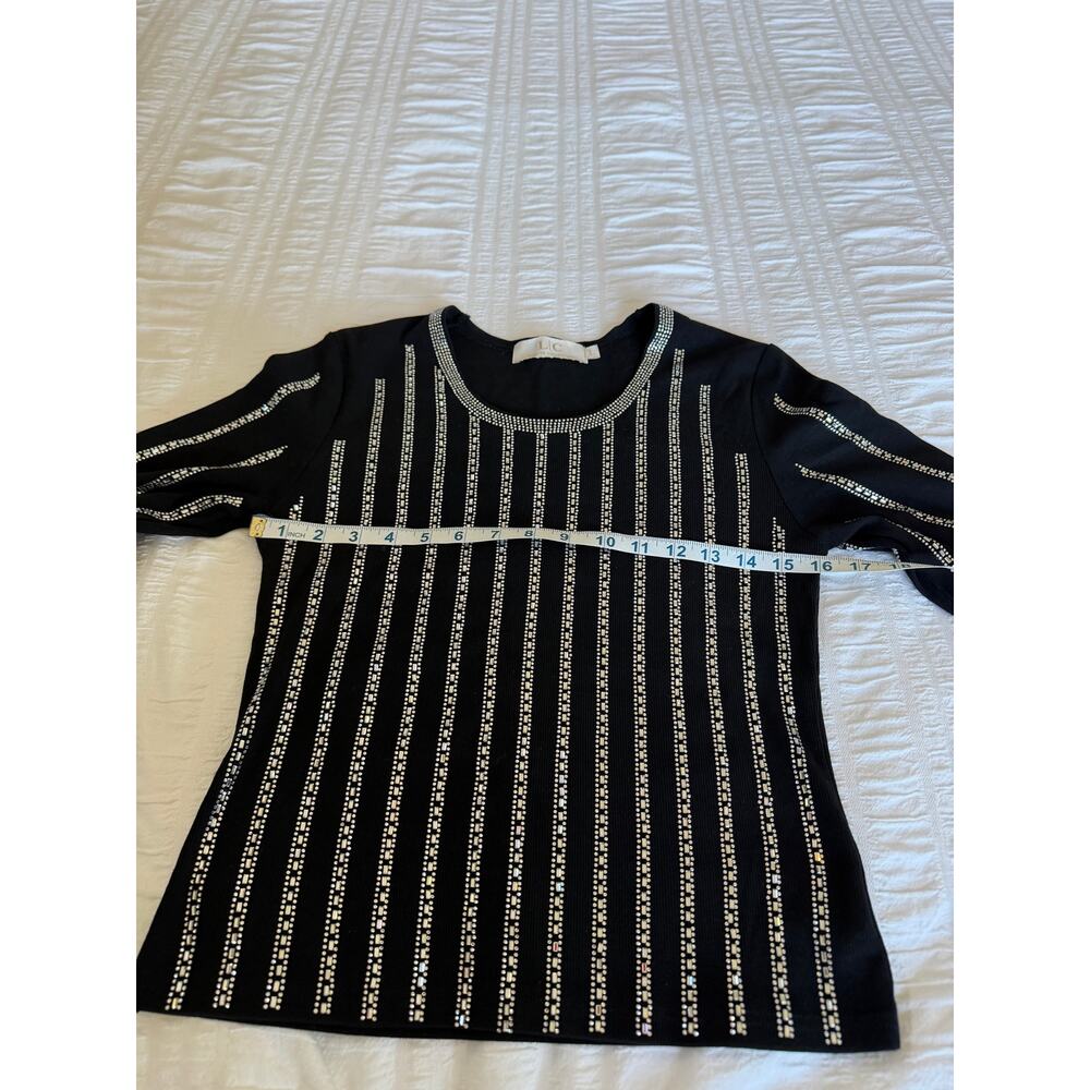 Lizette Collection Black Sequin Studded Elegant Sweater  Sz Large - Picture 6 of 8